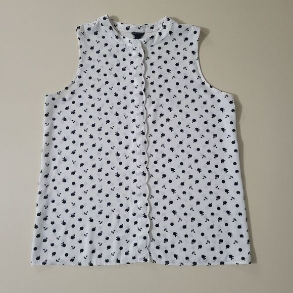 Ann Taylor Sleeveless White Ditzy Print Blouse - Picture 3 of 14
